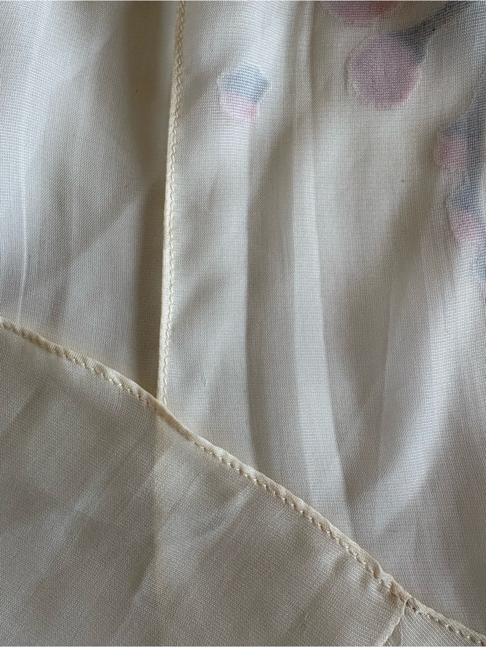 Vintage Ungaro Couture Silk Cream Floral Tie-Neck Blouse w/ Red Accents - Picture 12 of 15